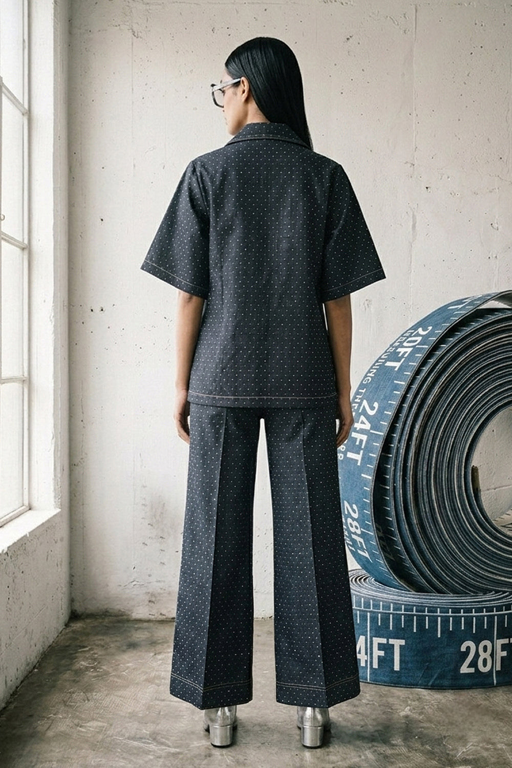 Cosmic Black Denim Tie-up Co-ord Set