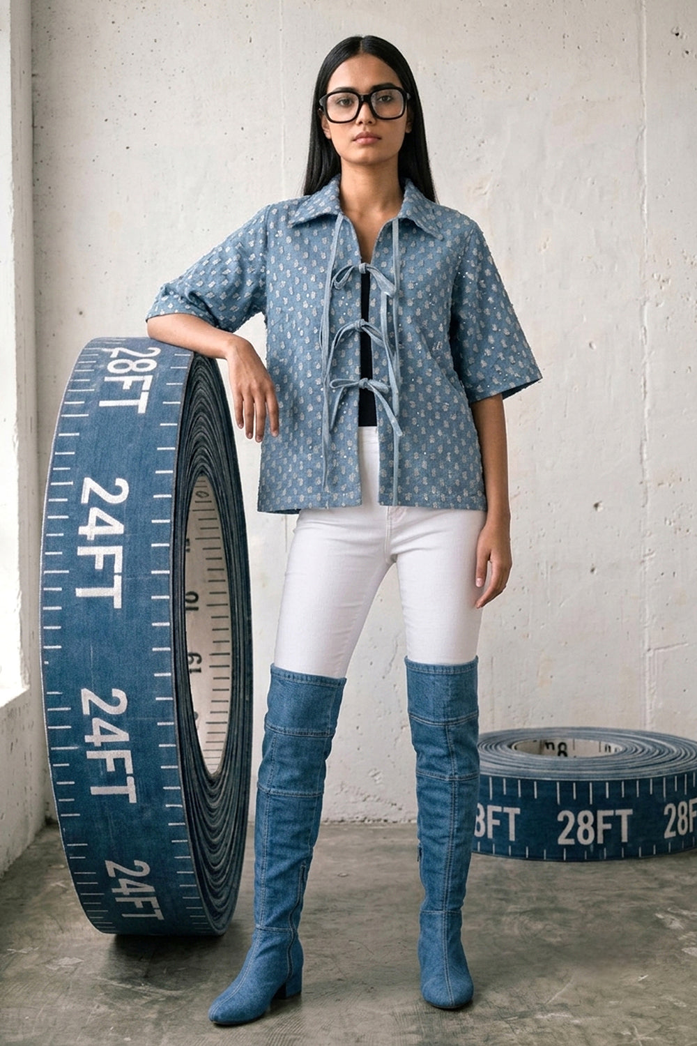 Ocean Sequin Tie-Up Shirt