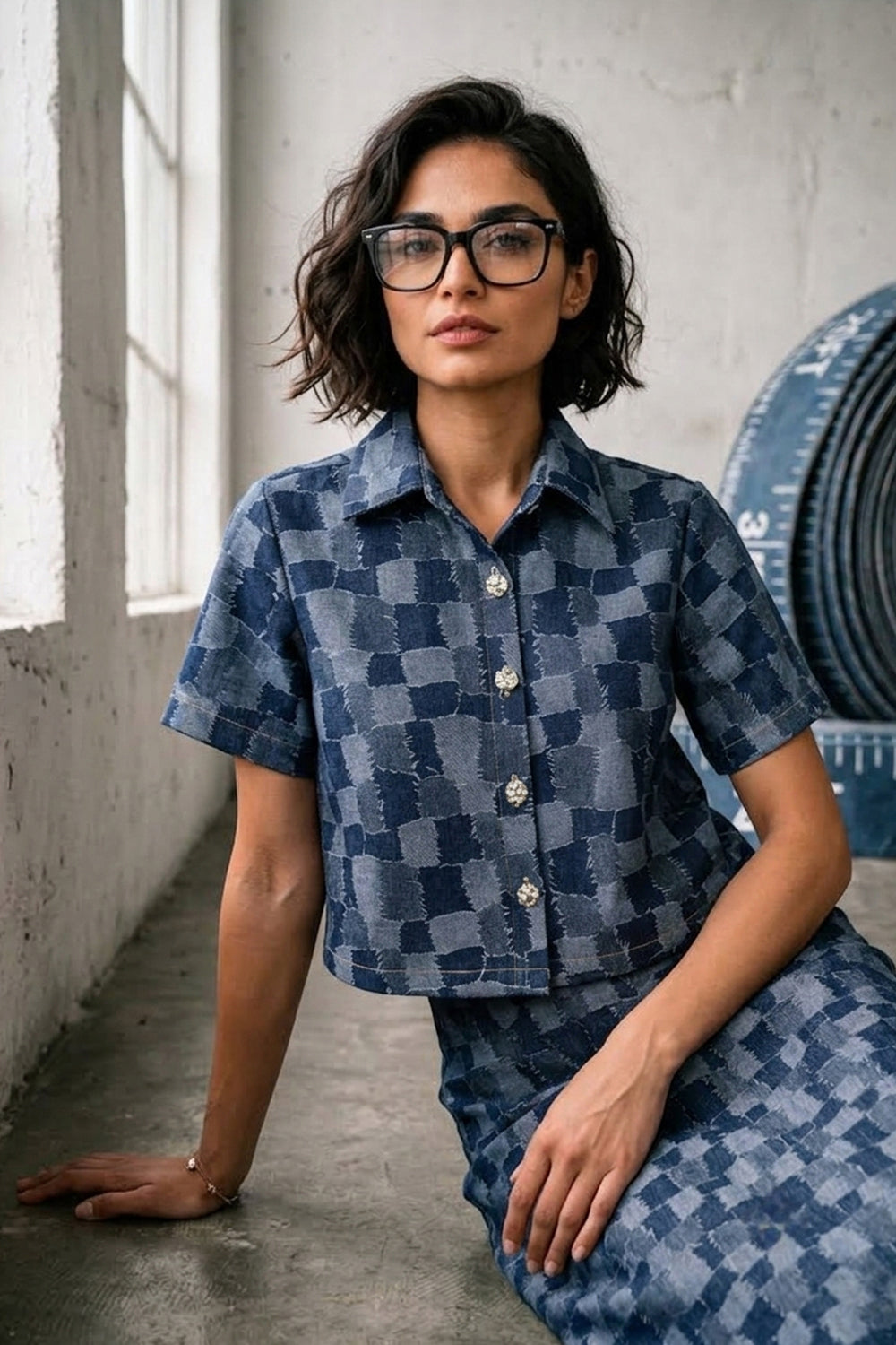 Artisan Checkered Skirt Set