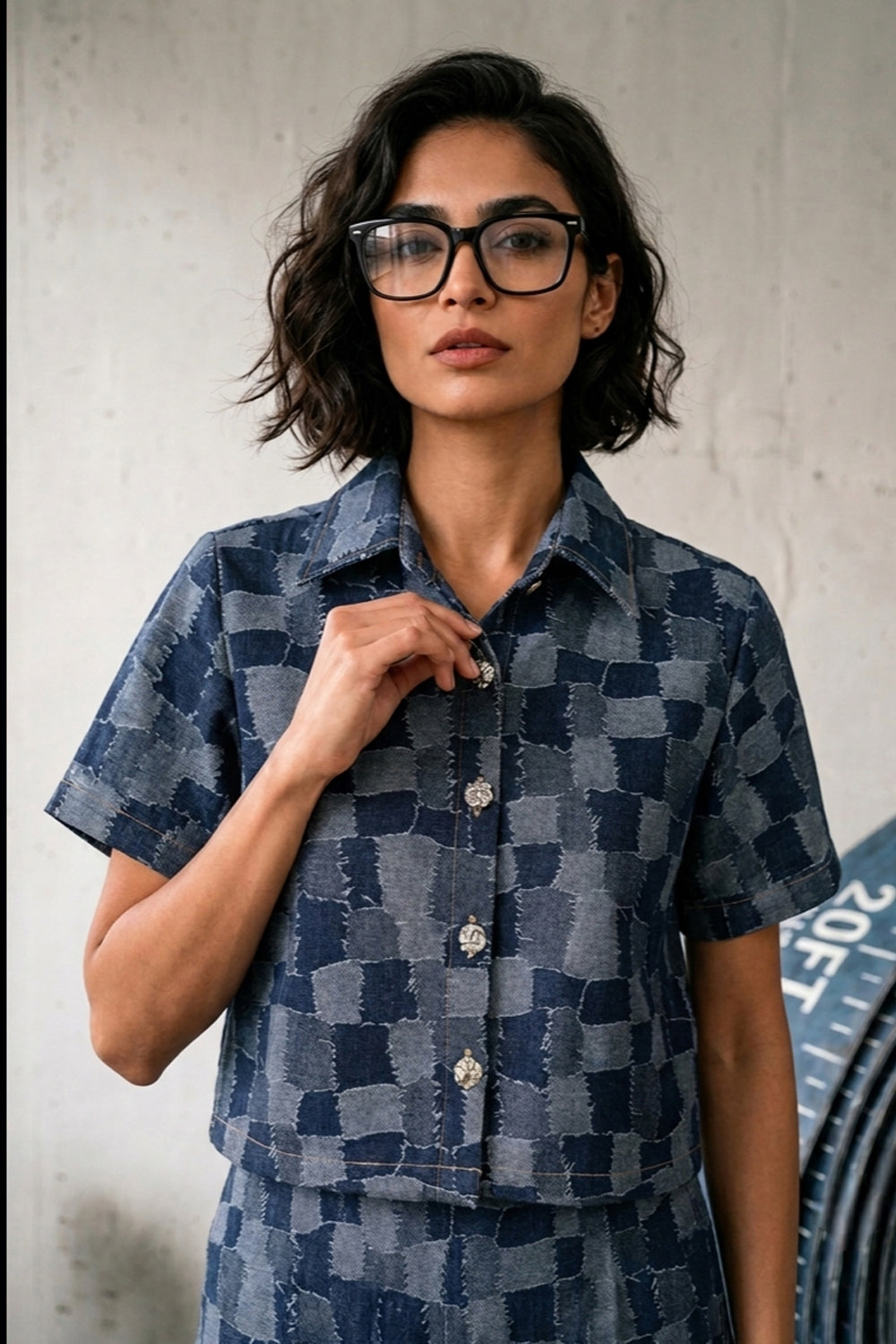 Artisan Checkered Skirt Set