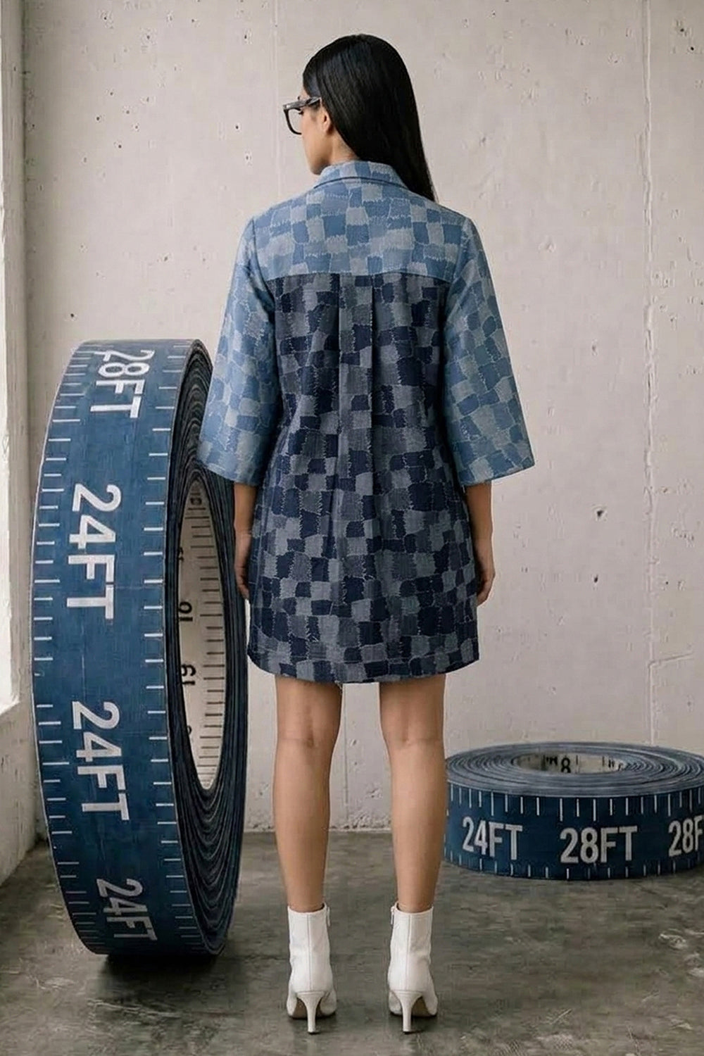 The Indigo Grid Shirt Dress