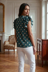 Olivia Polka Dot Ruffle Blouse
