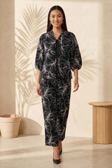 Black Blossom Tie Up Co-ord Set