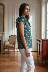 Olivia Polka Dot Ruffle Blouse