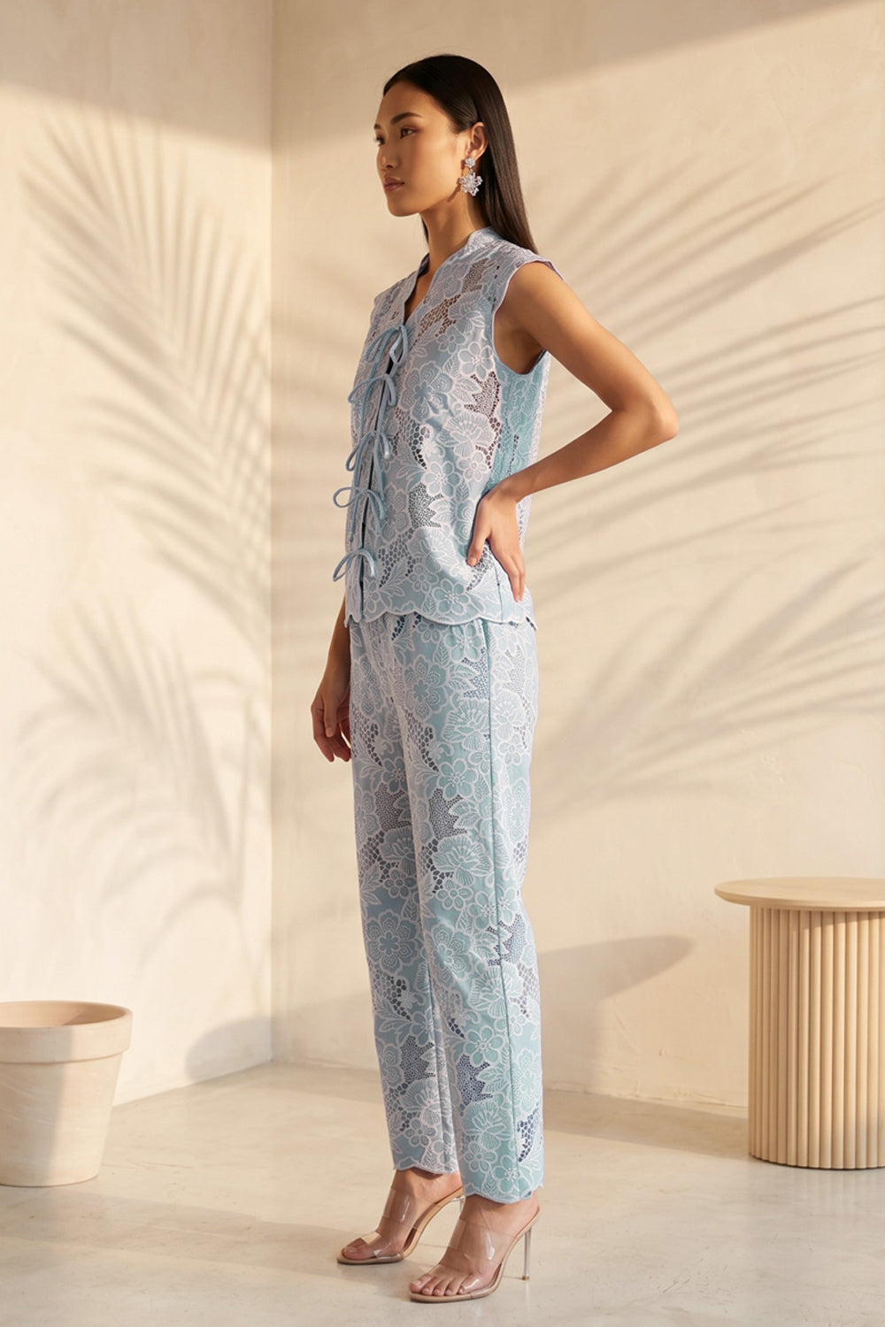 Ice Blue Fleur Lace Co-Ord Set