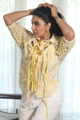 Bindya Talluri In Our Sunshine Lace Elegance Tie-up Top