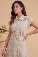 Ivory Palm Lace Skirt Set