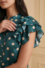 Olivia Polka Dot Ruffle Blouse