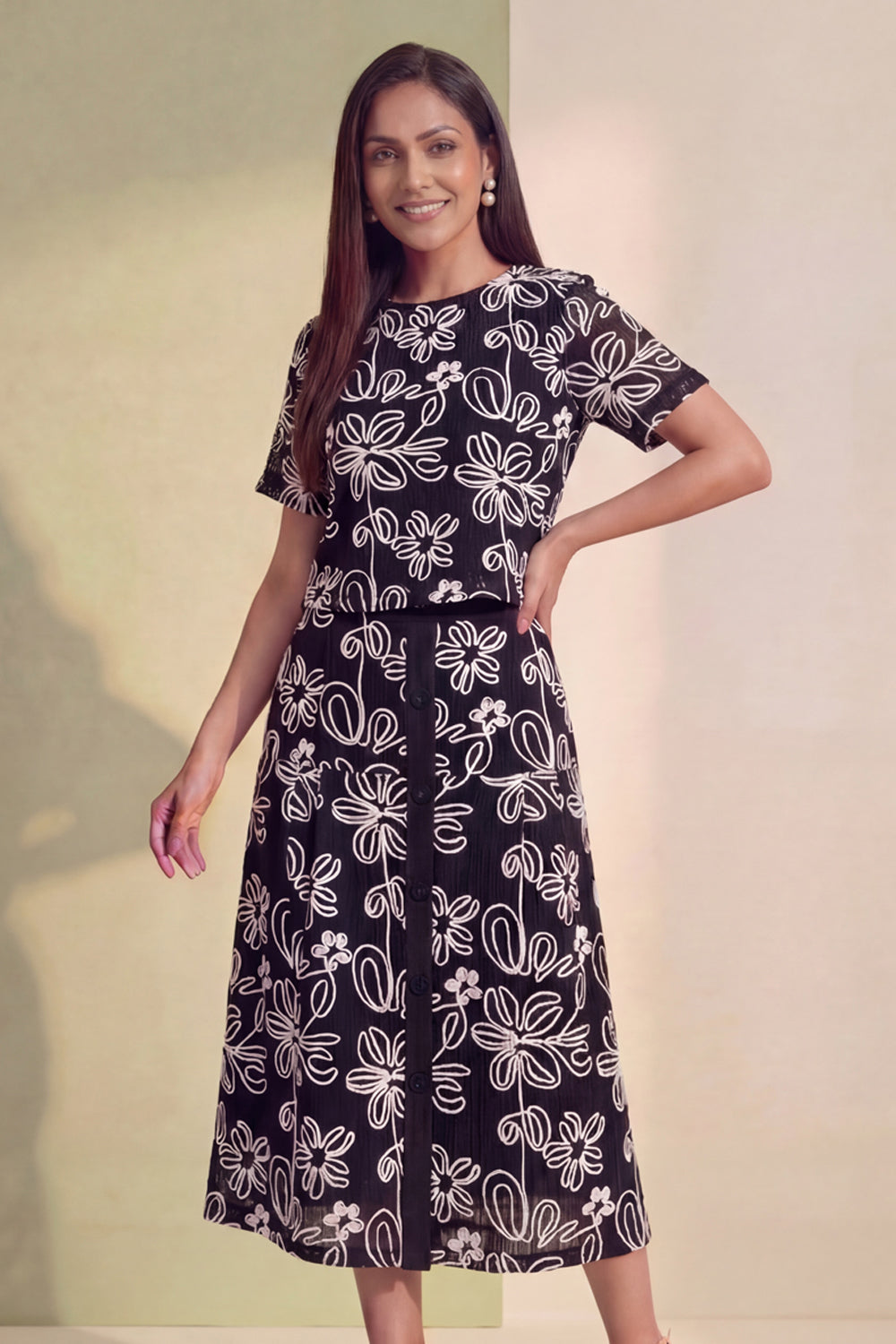 Midnight Bloom Skirt Set