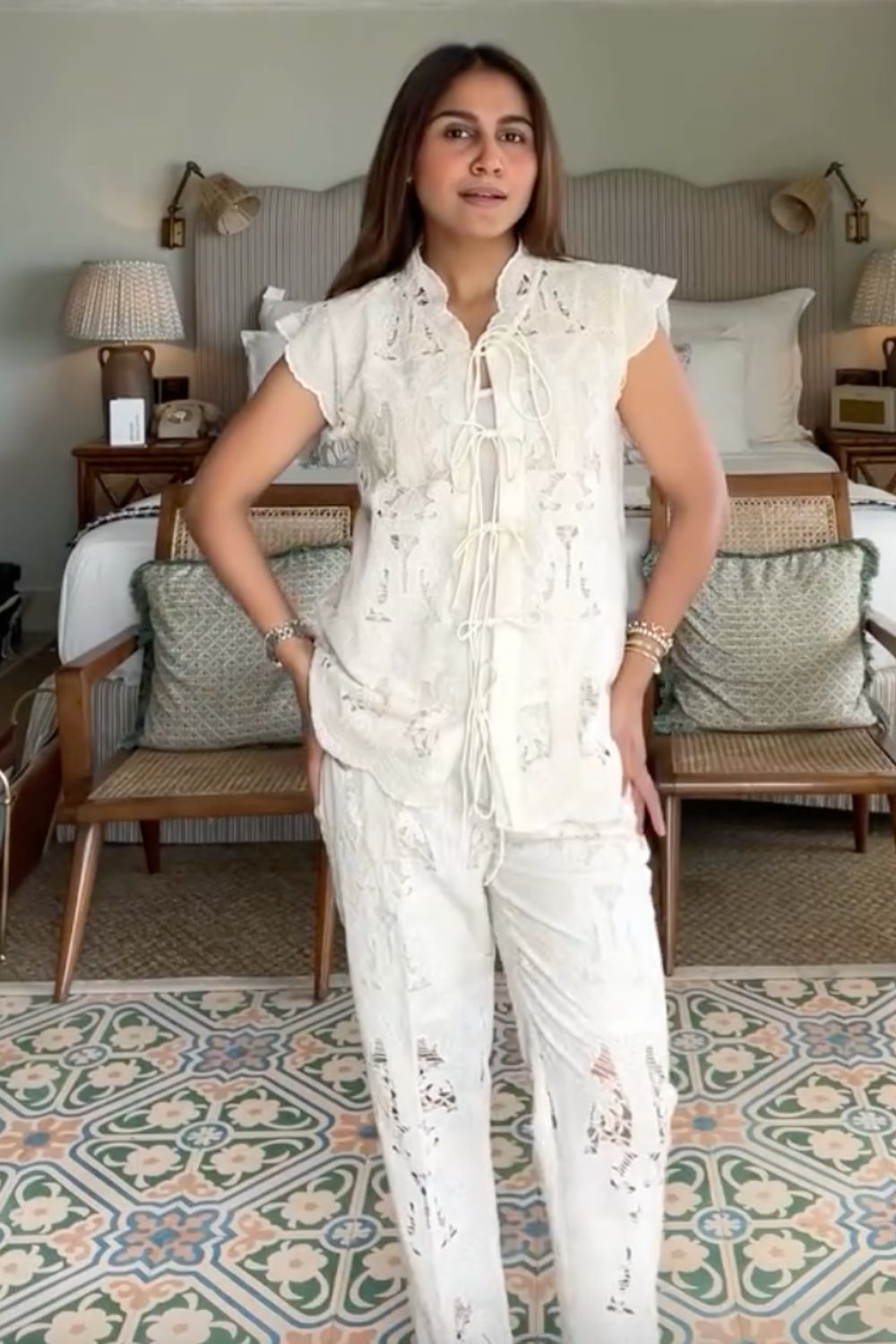 Punanya Virmani In Our Ivory Garden Tie Up Co-ord Set