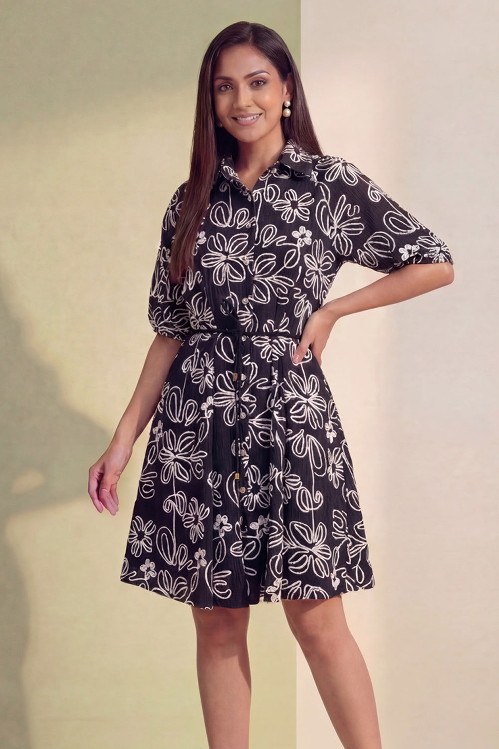 Midnight Bloom Flare Dress
