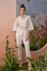 Snow- White Flower Co-ord Set