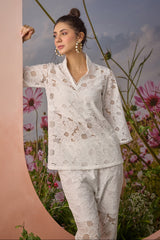 Snow- White Flower Co-ord Set