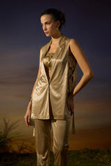 Sparkling Beige Vest Co-ord Set