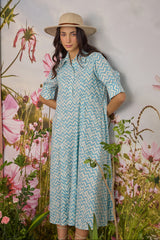 Ikkat Flared Shirt Dress