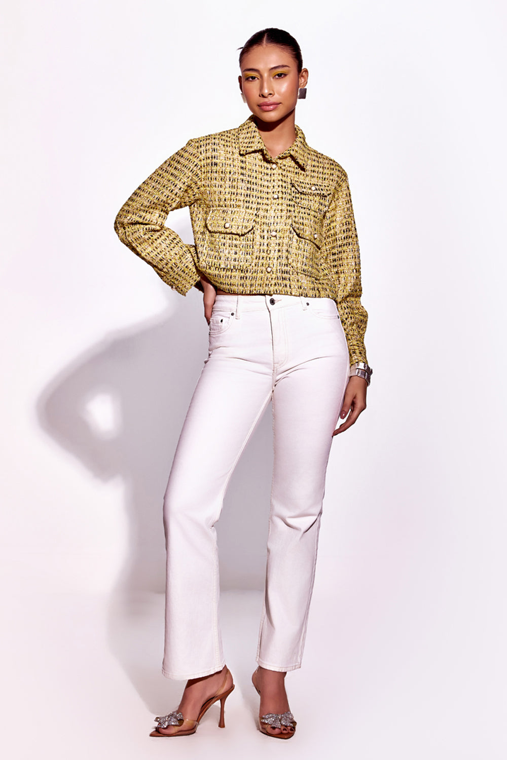 Gold Twilight Bomber Tweed Jacket