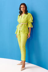 Sanjana Batra In Our Electric Lime Juliet Sleeve Co-Ord Set