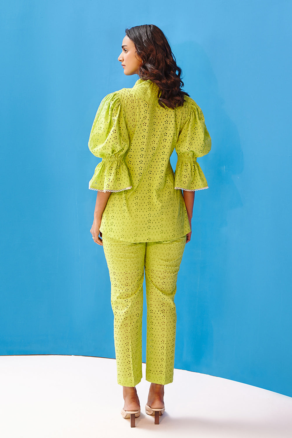 Sanjana Batra In Our Electric Lime Juliet Sleeve Co-Ord Set