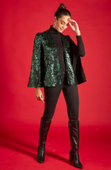 Siya Yadev In Our Green Sequin Statement Cape