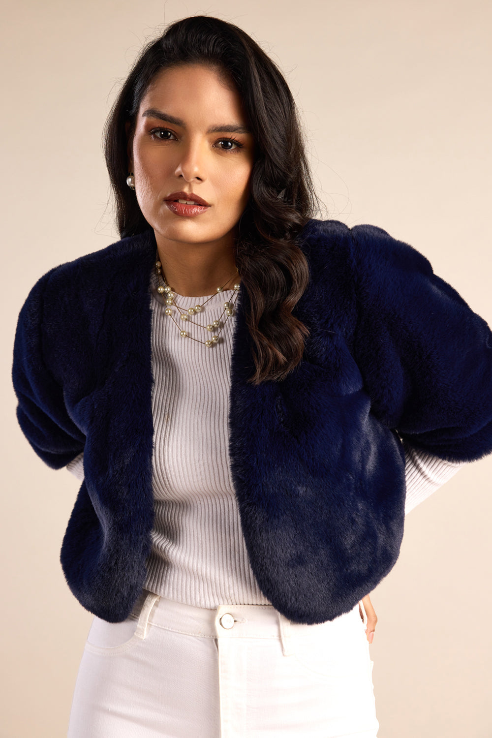 Cropped Faux Fur Jacket