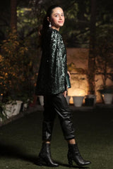 Siya Yadev In Our Green Sequin Statement Cape
