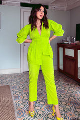 Sanjana Batra In Our Electric Lime Juliet Sleeve Co-Ord Set
