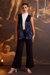 Blue Sparkle Sleeveless Jacket