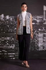 Noir Tweed Sleeveless Jacket
