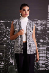 Noir Tweed Sleeveless Jacket