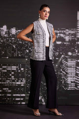 Noir Tweed Sleeveless Jacket