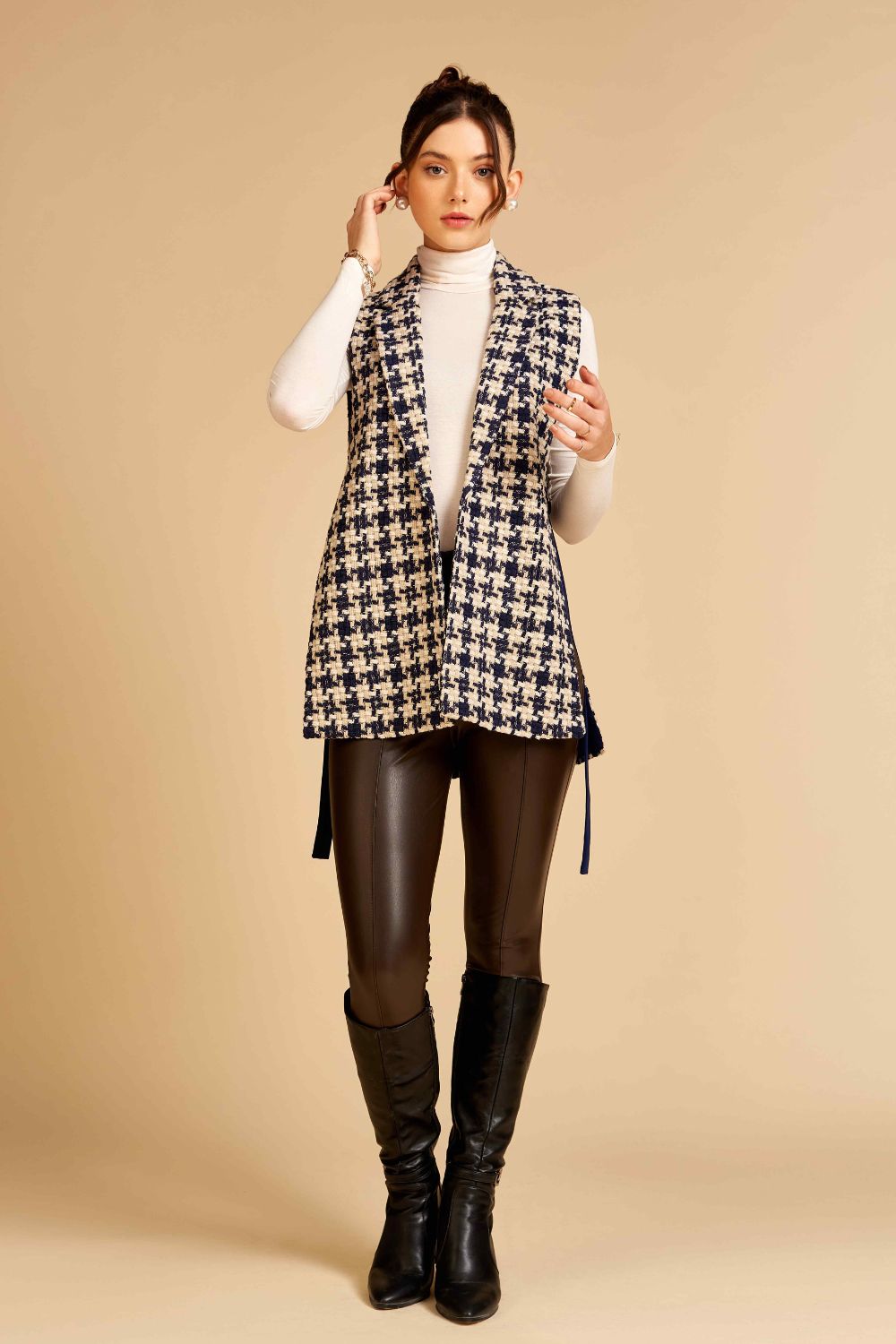 Nriti Shah In Our Blue Houndstooth Waistcoat