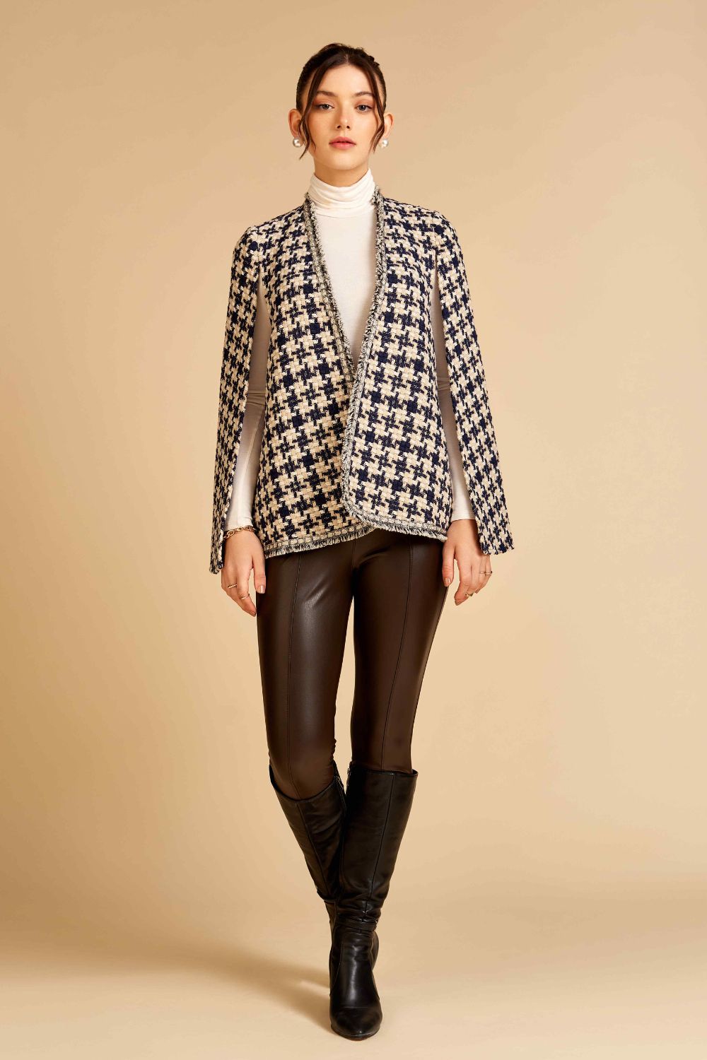 Blue Houndstooth Blaire Cape