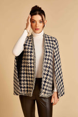 Blue Houndstooth Blaire Cape