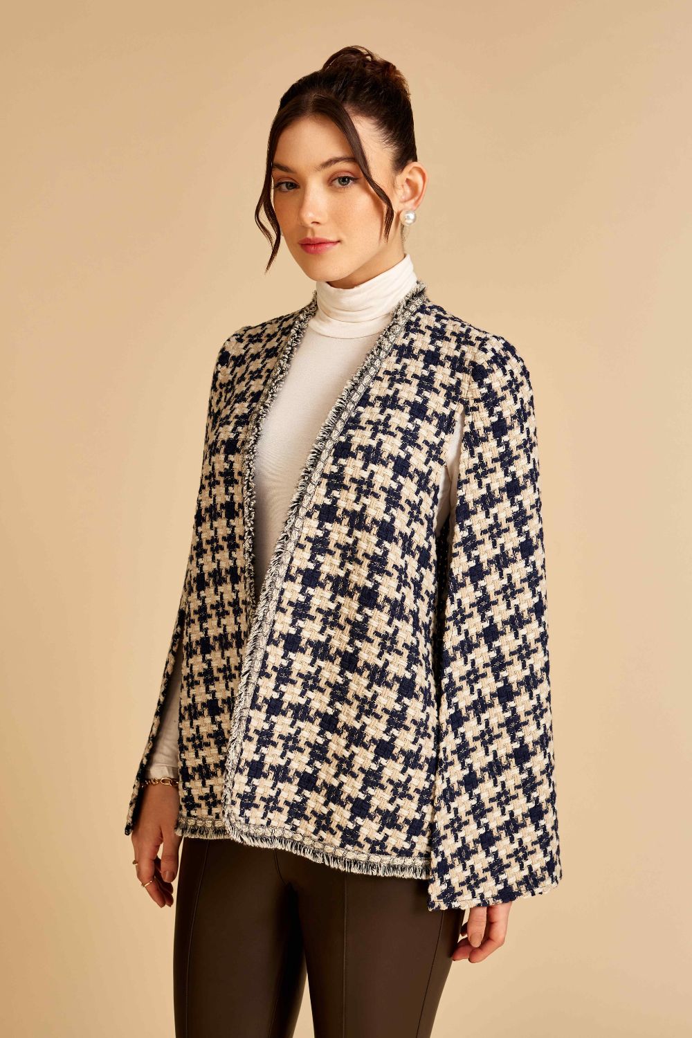 Blue Houndstooth Blaire Cape