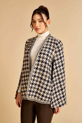 Blue Houndstooth Blaire Cape