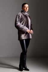 Shaded Fur Full Sleeves Long Jacket