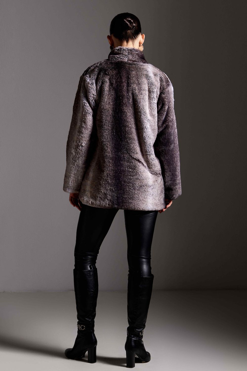 Shaded Fur Full Sleeves Long Jacket