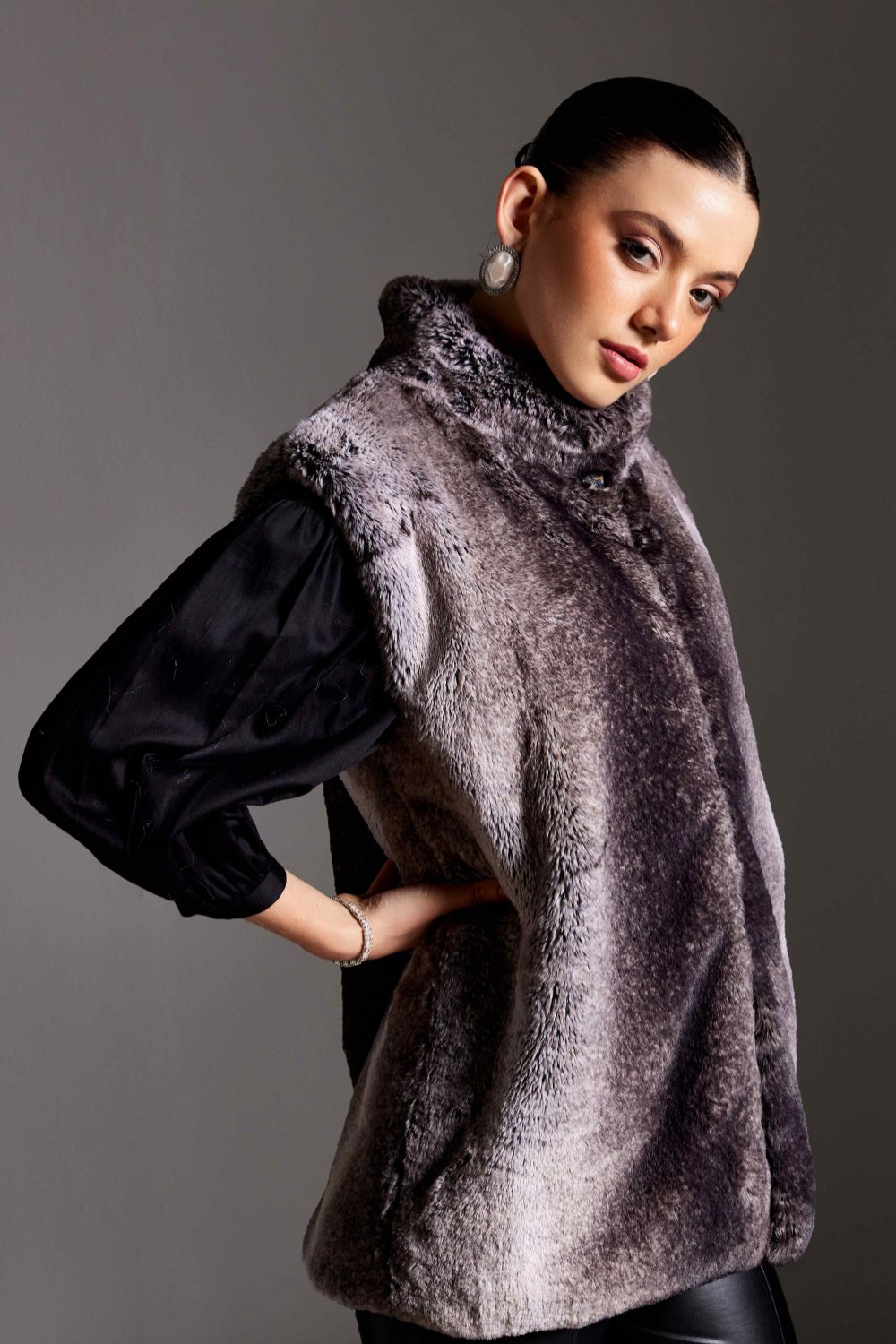 Shaded Fur Long Jacket