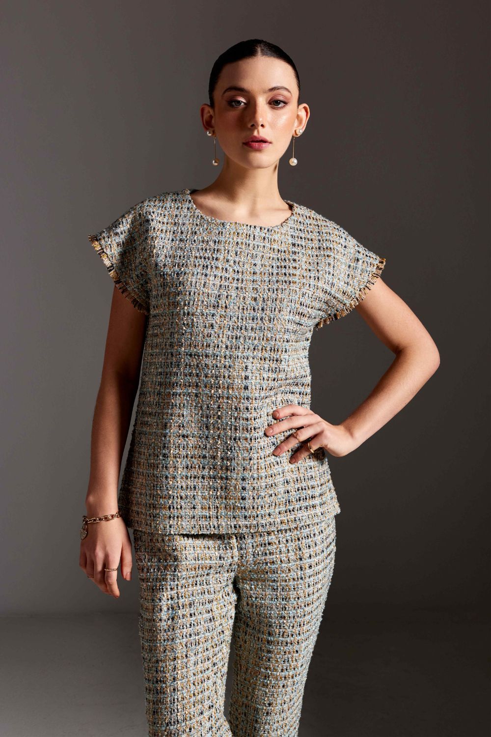 Silver Tweed Coord Set