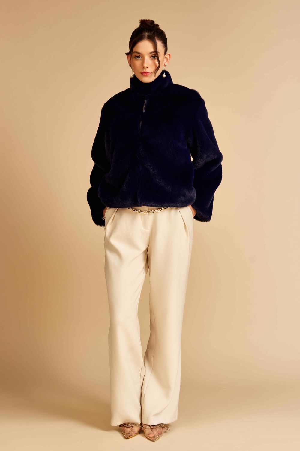 Navy Fur Jacket