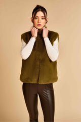Lime Sleeveless Fur Jacket