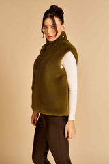 Lime Sleeveless Fur Jacket