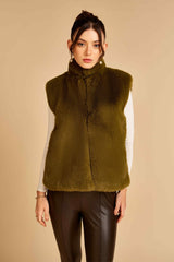 Lime Sleeveless Fur Jacket