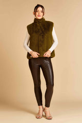 Lime Sleeveless Fur Jacket