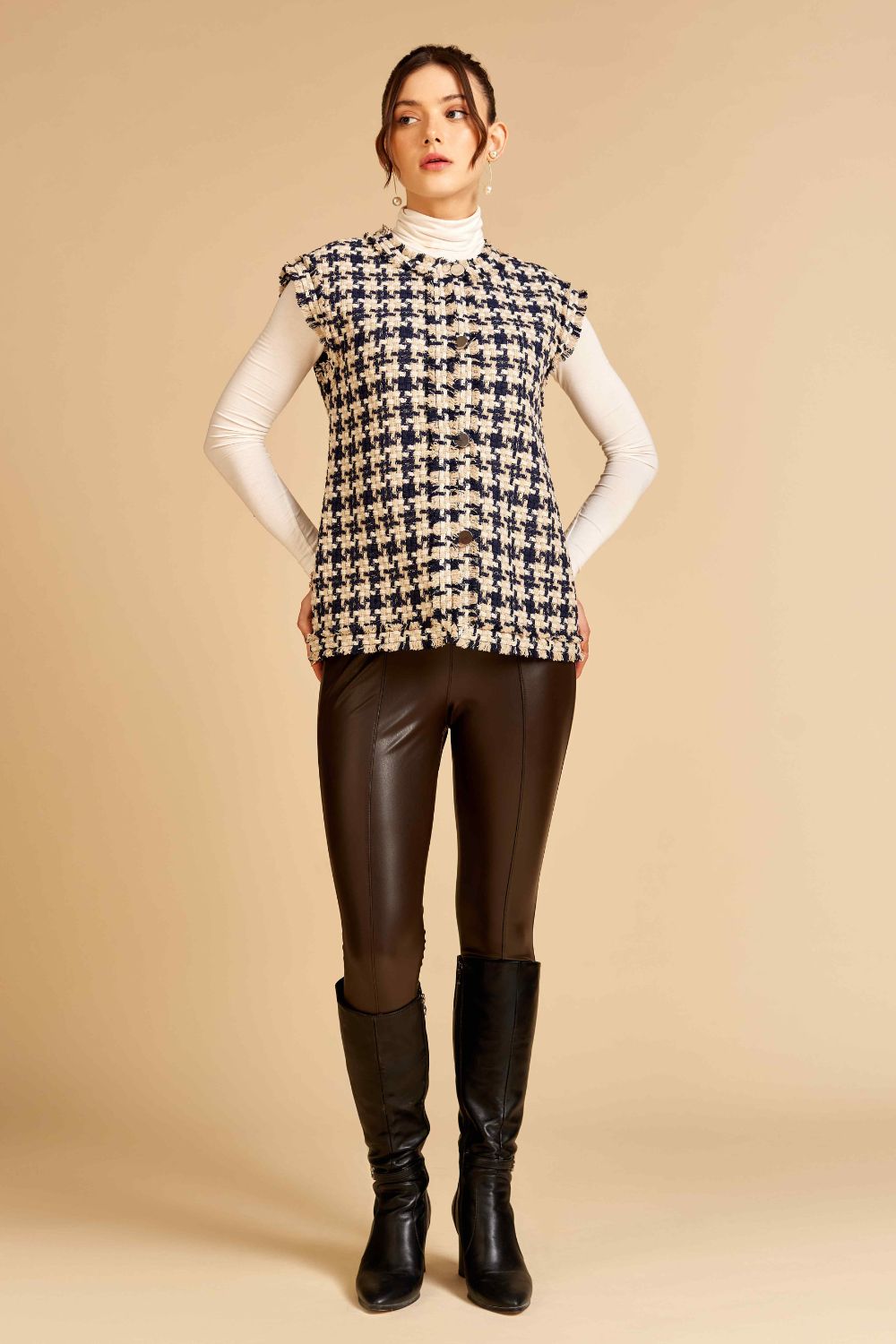 Navy Houndstooth Celeste Jacket