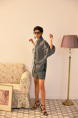 Shadow Stripe Tie Short Set