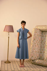 Sky Blue Swing Skirt Set