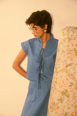 Sky Blue Swing Skirt Set