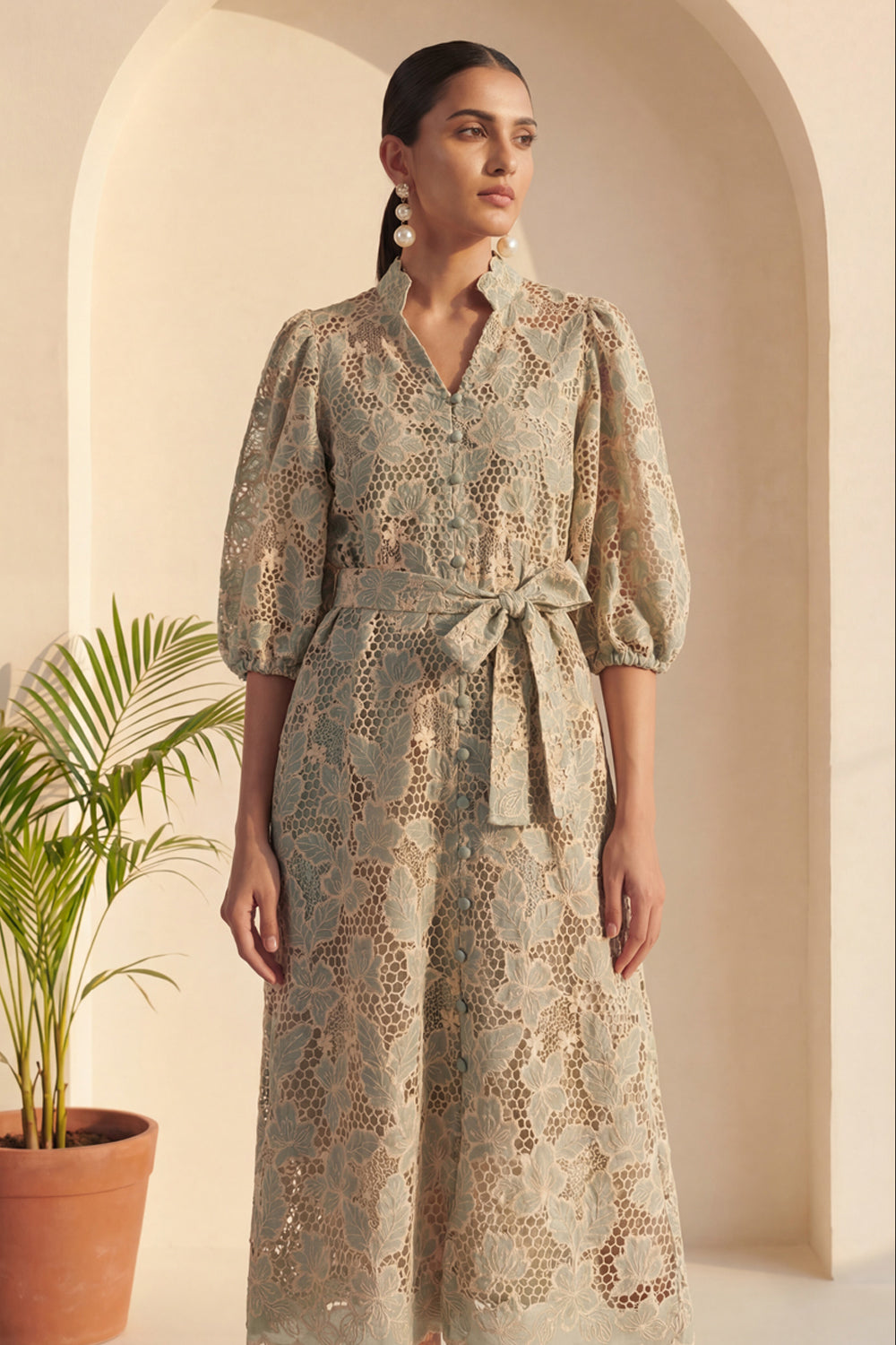 Sage Elan Midi Dress