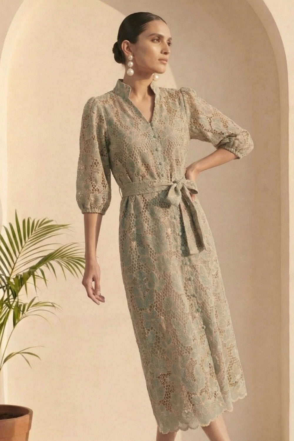 Sage Elan Midi Dress